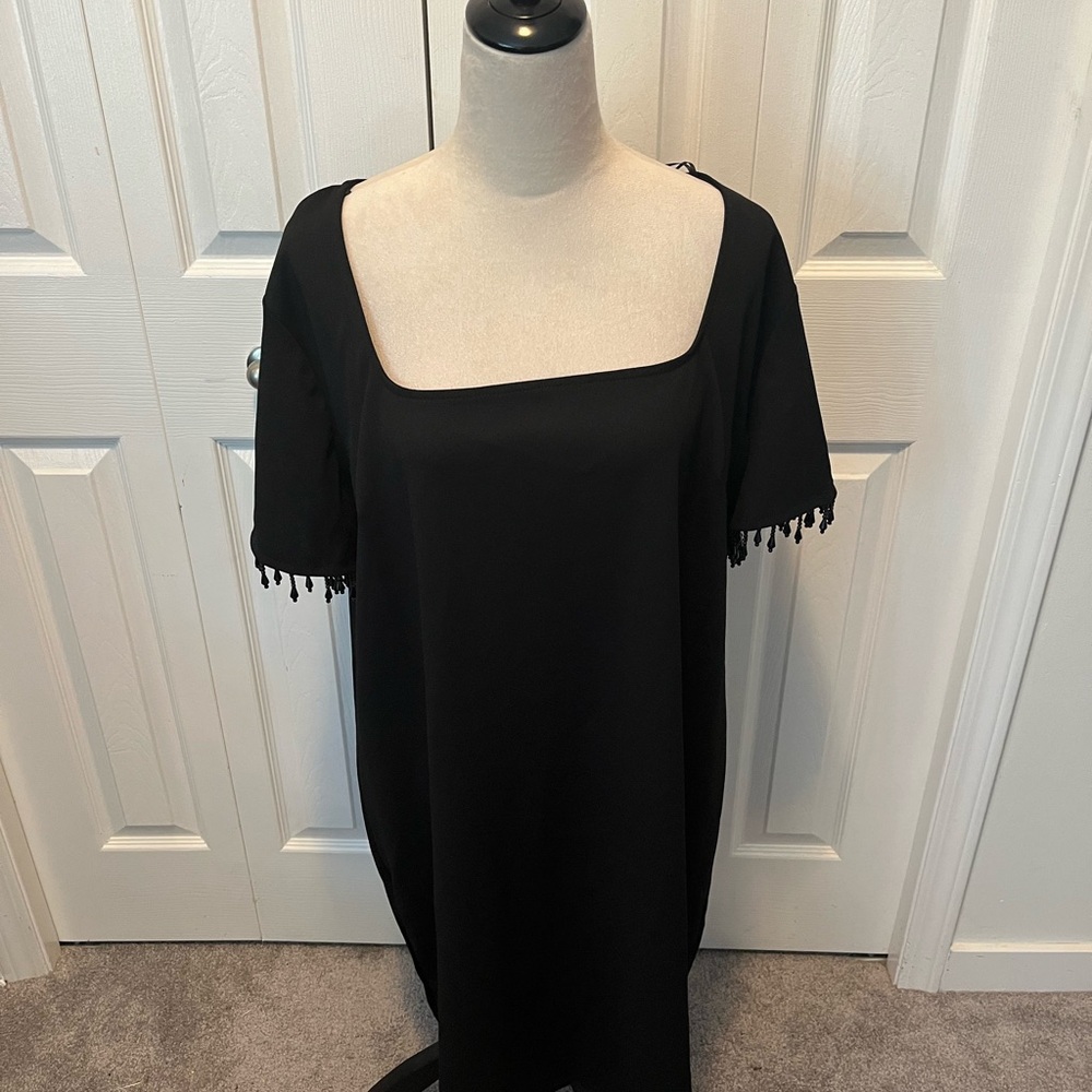 Bebe size 3X Elegant Black Dress with Tassel Details on sleeves